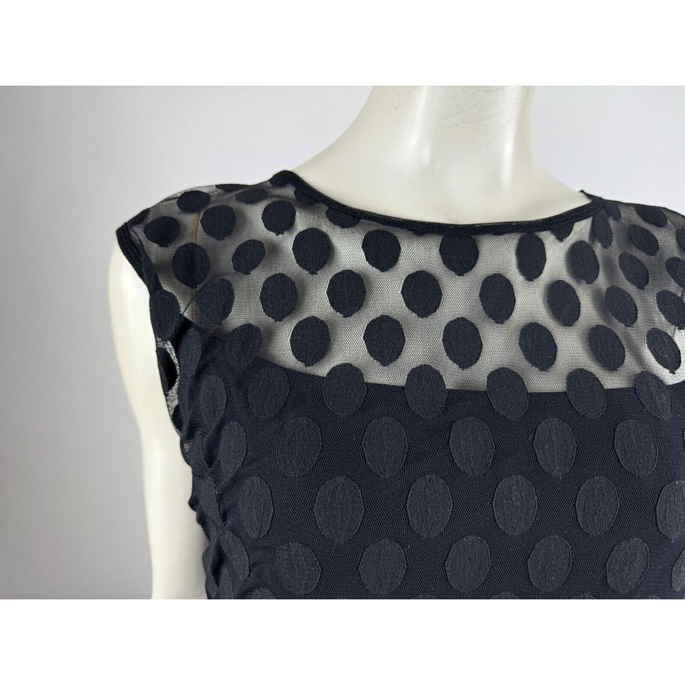 FUZZI Flock Tulle Dress Women XL‎ EUC $435 Stretch Short Sleeve Lined  Boat Neck - Picture 2 of 12